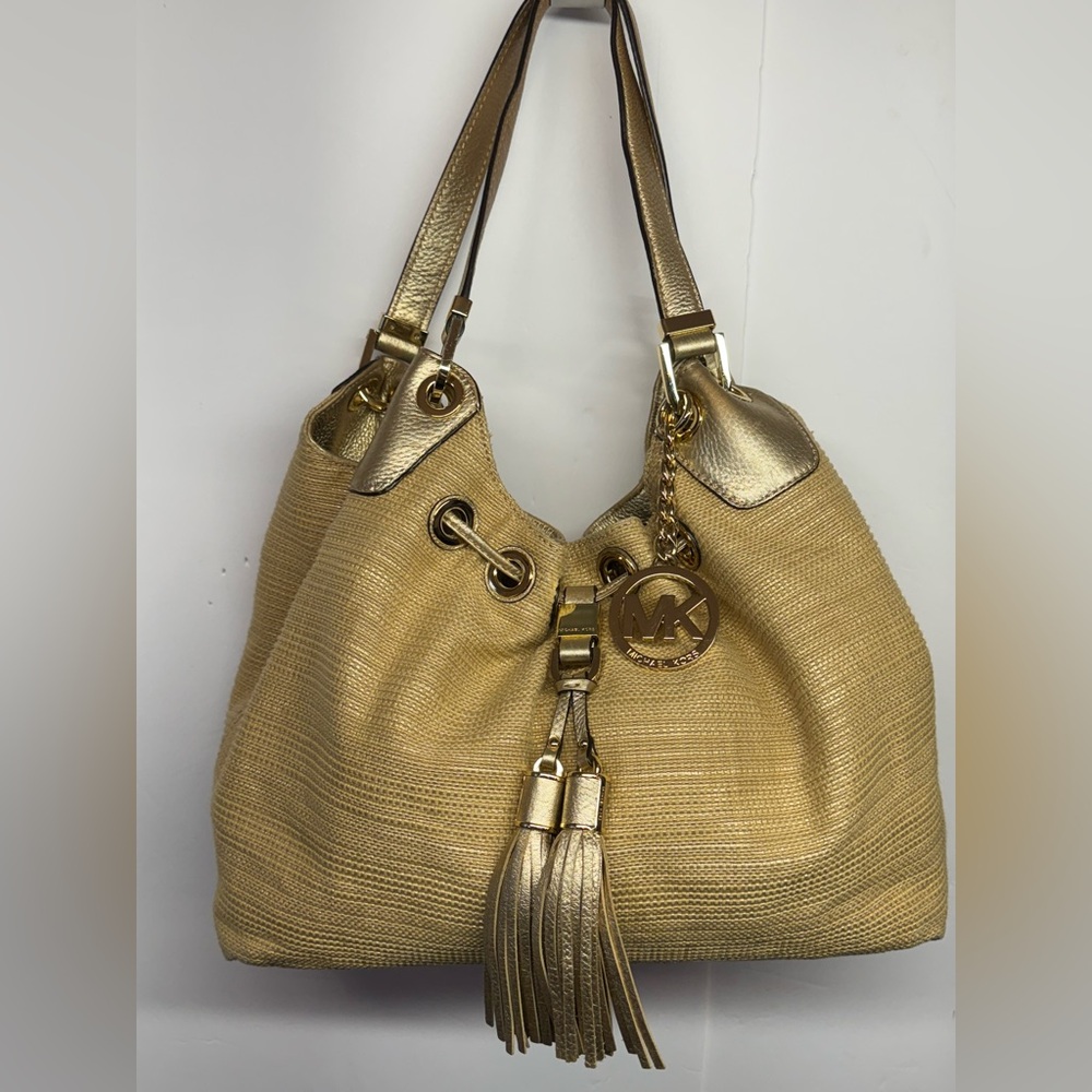 Michael Kors Gold Slouchy Hobo Shoulder Bag Tassels